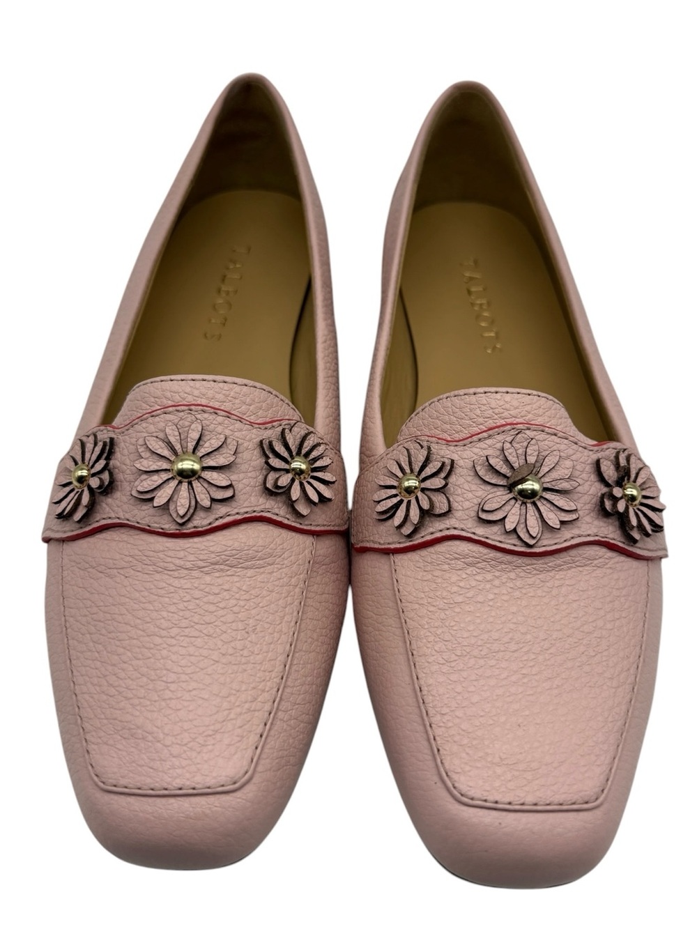 Talbots Loafers Size 7 Pink Leather Flats Flower Colorful Feminine Preppy Womens - Picture 4 of 11